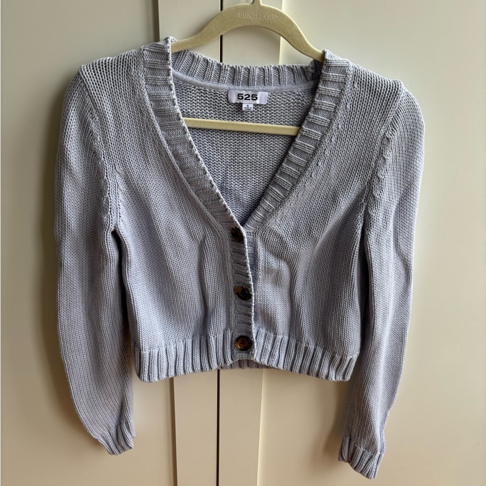 525 America pale blue cropped cardigan